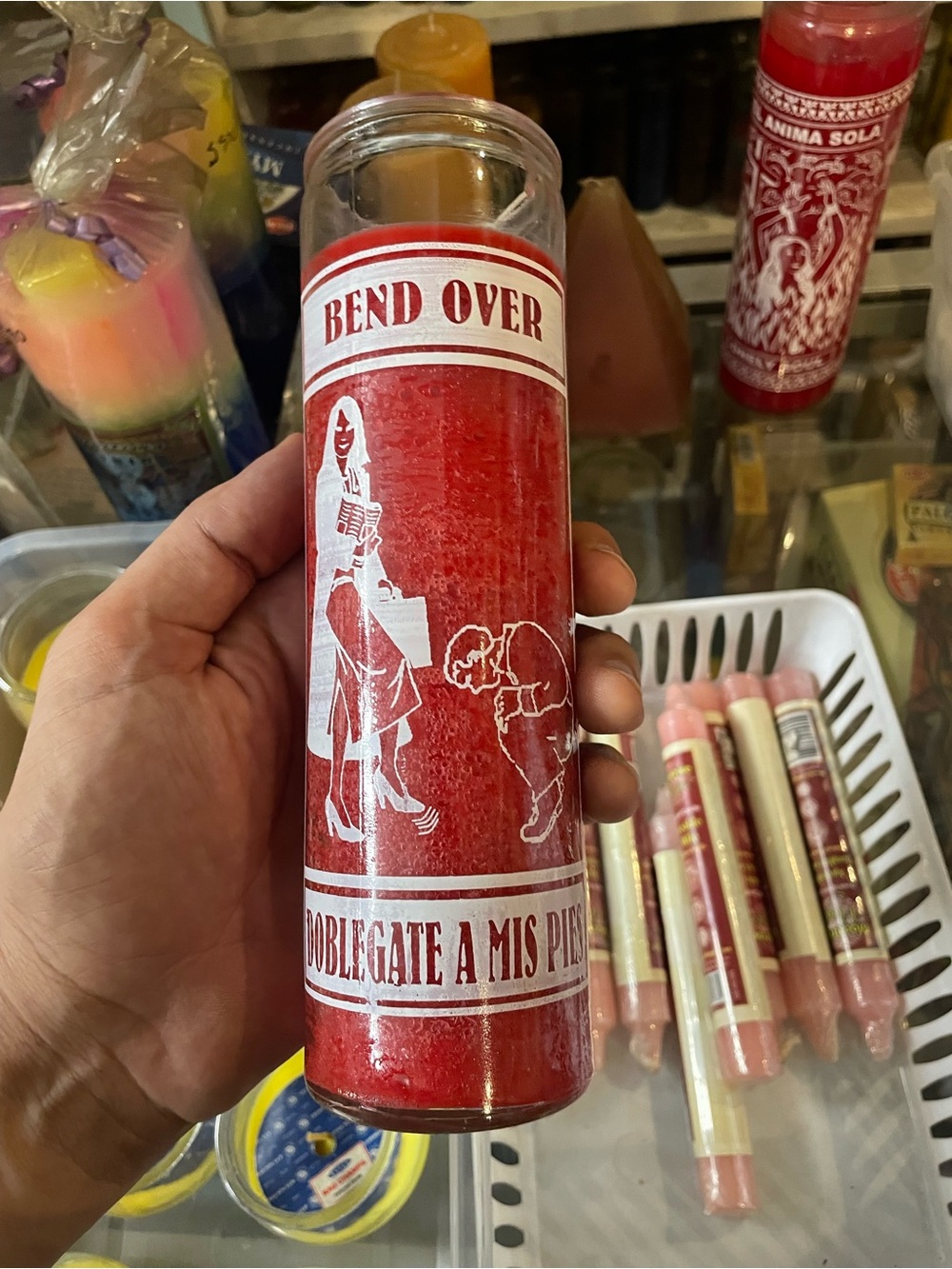 Red 'Bend Over' Ritual Candle